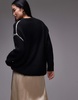 Topshop knitted exposed contrast seam oversized sweater in black