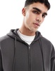 Bershka zip up hoodie in charcoal