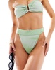 Vero Moda mix and match high waisted brazilian bikini bottoms in green tie dye