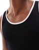 ASOS DESIGN muscle fit rib tank top with contrast binding in black