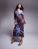 ASOS DESIGN fallen tie shoulder midaxi dress in floral smudge print