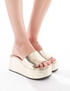 ASOS DESIGN Tornado mule flatform sandals in gold