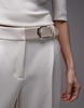 Mango buckle waistband straight leg pants in white