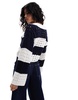 Miss Selfridge striped open stitch crochet long sleeve polo sweater