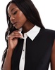 Aria Cove tailored contrast collar detail button through mini dress in black