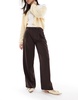Bershka wide leg tailored pants in brown