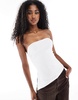 Bershka asymmetric bandeau top in white