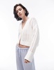 Topshop knitted open stitch cardigan in ivory