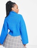 ASOS DESIGN Petite sweater in mini cable with high neck in cobalt blue