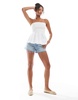 Brave Soul bandeau top with shirring detail in white