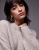 Topshop knitted oversized crew mini dress with exposed seam detail in oat
