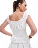 ASOS DESIGN broderie button-up milkmaid top in white