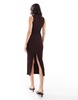 Bershka textured high neck maxi dress in brown