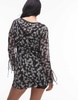 Topshop paneled mini tea dress in small mono floral