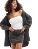 ASOS DESIGN oversized variegated cord shirt in gray - part of a set