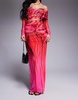 AFRM Bevin maxi length column skirt in overscale rose