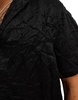 ASOS DESIGN short sleeve relaxed deep revere collar satin shirt in black