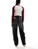 Bershka adjustable waist carpenter jeans in acid wash black