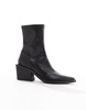 ASOS DESIGN Wide Fit Refresh western sock boots in black