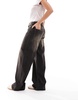Bershka super baggy wide leg jeans in brown wash