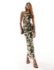 ASOS DESIGN halter midaxi dress with extreme cut out back detail in monochrome marble print
