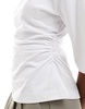 ASOS DESIGN shoulder pad cinched waist T-shirt in white