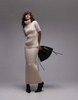 ARKET premium wool and cotton blend soft knit ribbed short sleeve sweater with roll neck in light beige - part of a set