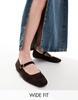 ASOS DESIGN Wide Fit Lottie Mary Jane ballet in brown