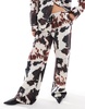 ASOS DESIGN poplin wide leg pants in cow print