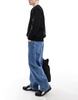 Bershka loose baggy fit jeans in dark blue