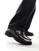 ASOS DESIGN loafers in black and silver faux leather