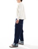 Bershka turn-up straight jeans in indigo