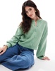 ASOS DESIGN banana sleeve boxy cardigan in sage