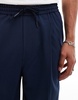 ASOS DESIGN smart wide leg pants in navy with white side stripe - part of a set
