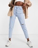 Levi's high waisted mom jeans in light wash blue