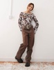 COLLUSION mesh off shoulder cow print top