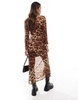 River Island mesh maxi dress in leopard print