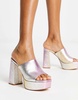 ALDO Cassey platform mules in iridescent leather