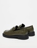 ASOS DESIGN embossed loafers in olive green
