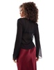 ASOS DESIGN crinkle chiffon plunge blouse in black