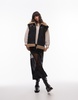 Topshop suede shearling vest in black