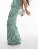 Topshop georgette maxi skirt in green diagonal stripe