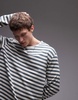 ARKET long sleeve T-shirt in green and white stripes