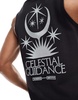ASOS DESIGN tank top in black with celestial back print