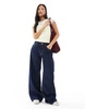 Bershka Petite clean wide leg jeans in authentic dark blue