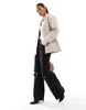 Aria Cove wool look zip through oversized jacket in light gray