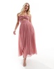 Anaya bandeau tulle midi dress with cut out detail dusty pink