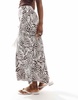 ASOS DESIGN satin bias midi skirt in zebra print