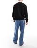 Bershka loose baggy fit jeans in dark blue