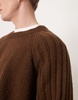 ASOS DESIGN super oversized boxy fit knit crew neck sweater with wide rib sleeves in brown